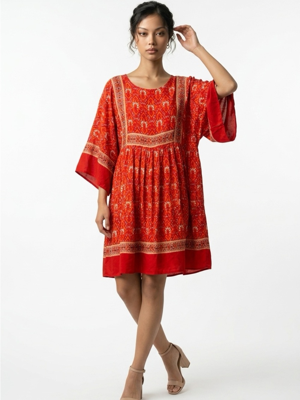 R. Vivimos Kimono Sleeved Bohemian Dress